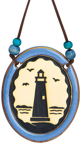 Lighthouse Pottery Disk Ornament