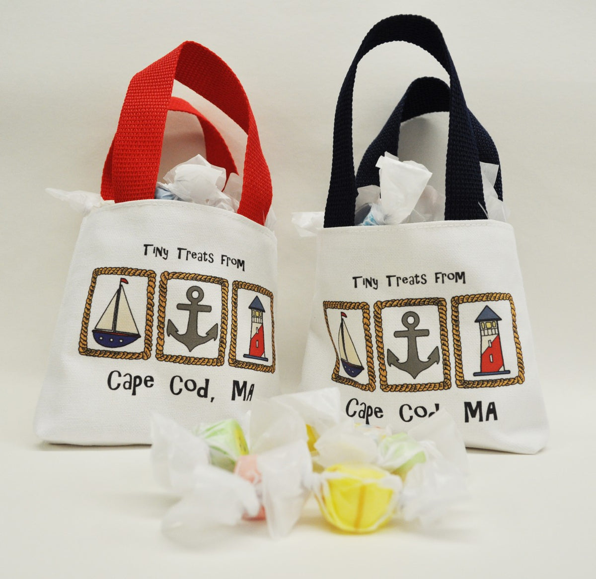 Salt Water Taffy with Canvas Cape Cod Tote Bag 1/4lb KANDY KORNER