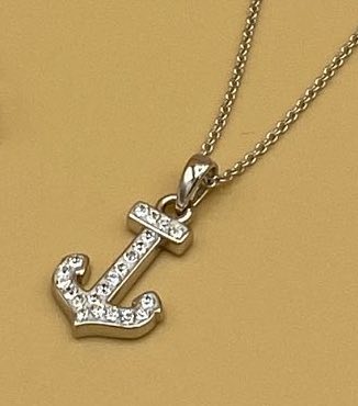 SW Crystal Anchor Necklace - Sterling Silver - ShanOre