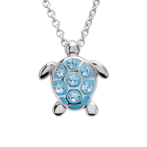 Blue Crystal Sea Turtle Necklace - ShanOre