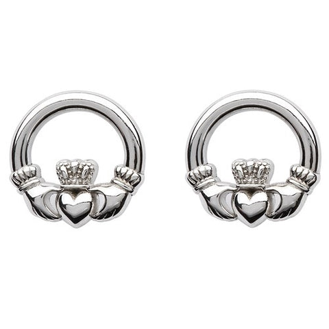 Silver Claddagh Stud Earrings - ShanOre