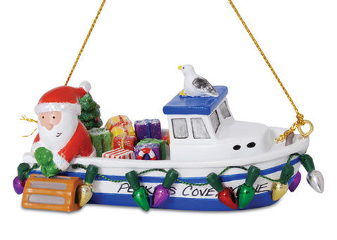 Santa and Boat Ornament