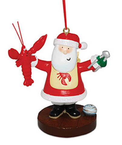 Santa Eating Lobster Ornament