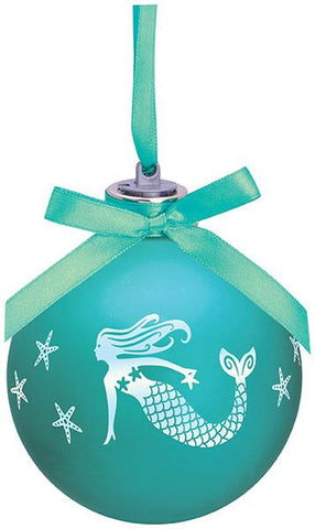 Frosted Mermaid Light Up Glass Ornament