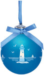 Frosted Lighthouse Light Up Glass Ornament