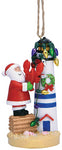 Santa and Lobster by Lighthouse Ornament