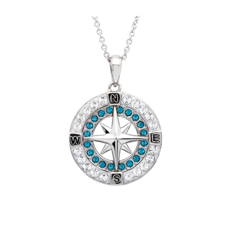 SS Swarovski Compass with Indicolite Necklace - ShanOre