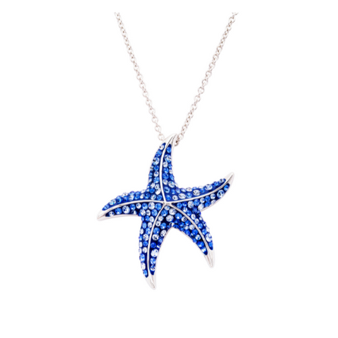 SS SW Sapphire Crystal Star Fish Necklace - ShanOre