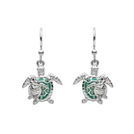 SS SW Crystal Turtle and Baby Drop Earrings