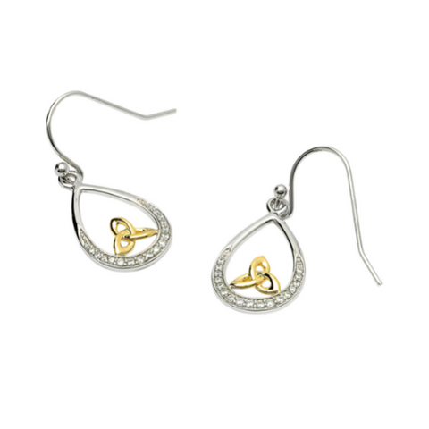 Pave Trinity GP Drop Earrings  - Sterling Silver - ShanOre