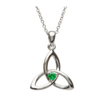 Green CZ Trinity Pendant - Sterling Silver - ShanOre