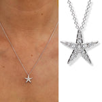 Medium White SW Crystal Star Fish Necklace - Sterling Silver - ShanOre