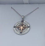 SS Swarovski Compass with Rose Plate Necklace